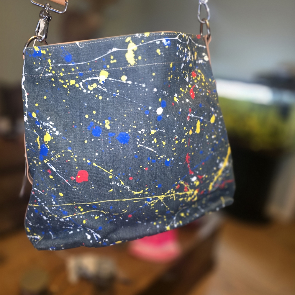 Vivienne Westwood Canvas Multicolor Splash Cross-body Bag 18" W x 13.5" L